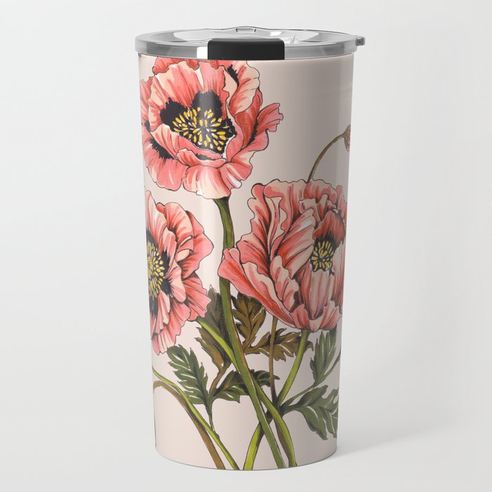 Pink Shirley Poppies  Travel Mug Gallery Image 1