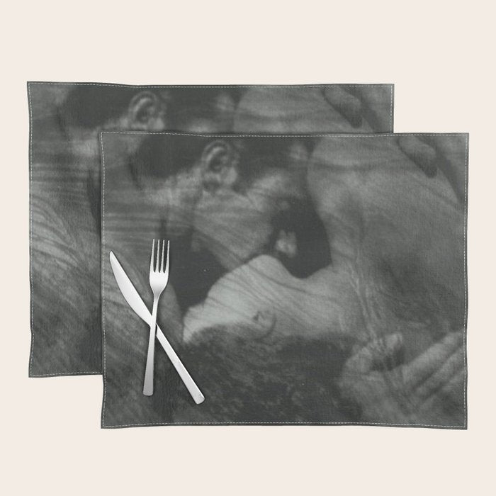 1912, The Kiss, Lovers black and white photography by Anne Brigmann Placemat Gallery Image 1
