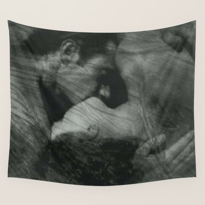 1912, The Kiss, Lovers black and white photography by Anne Brigmann Wall Tapestry Gallery Image 1