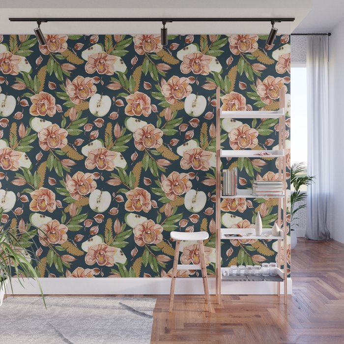 Tropical flowers autumn field D Wall Mural Gallery Image 1