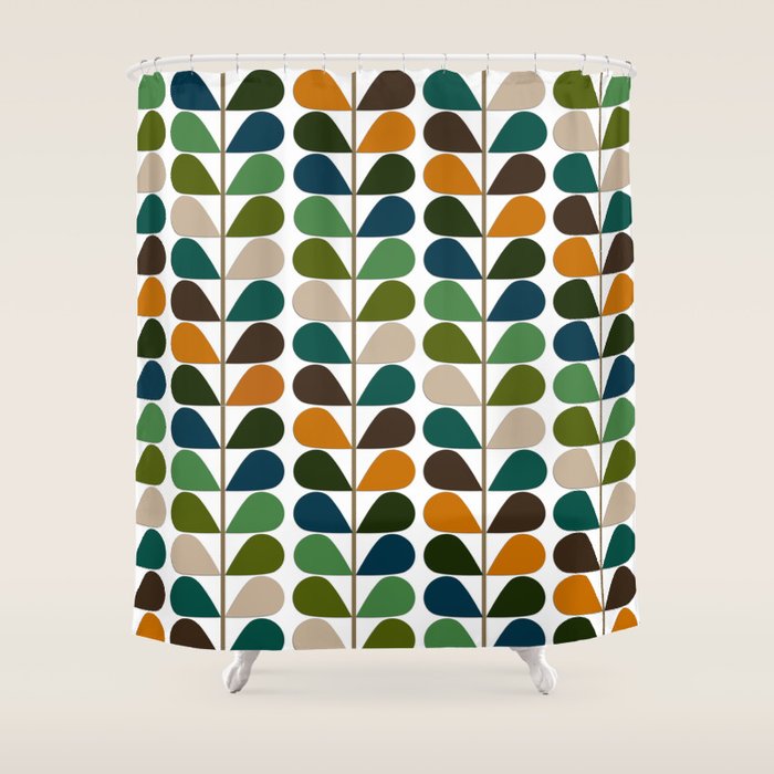Mid Century Modern Fern Pattern Shower Curtain Gallery Image 1