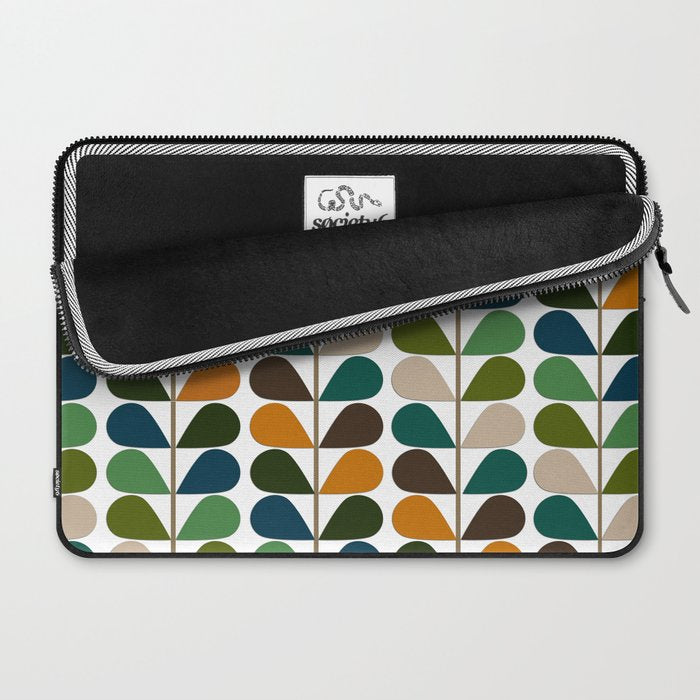 Mid Century Modern Fern Pattern Laptop Sleeve Gallery Image 2