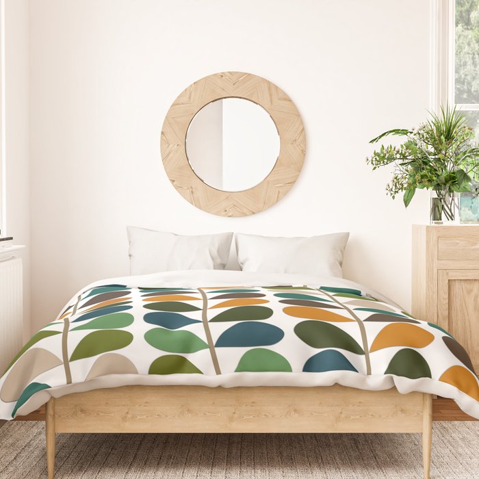 Mid Century Modern Fern Pattern Duvet Cover Gallery Image 3