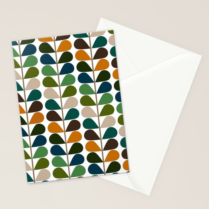 Mid Century Modern Fern Pattern Stationery Card Gallery Image 2