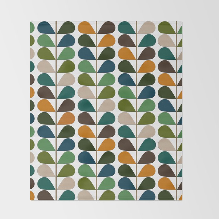 Mid Century Modern Fern Pattern Throw Blanket Gallery Image 2