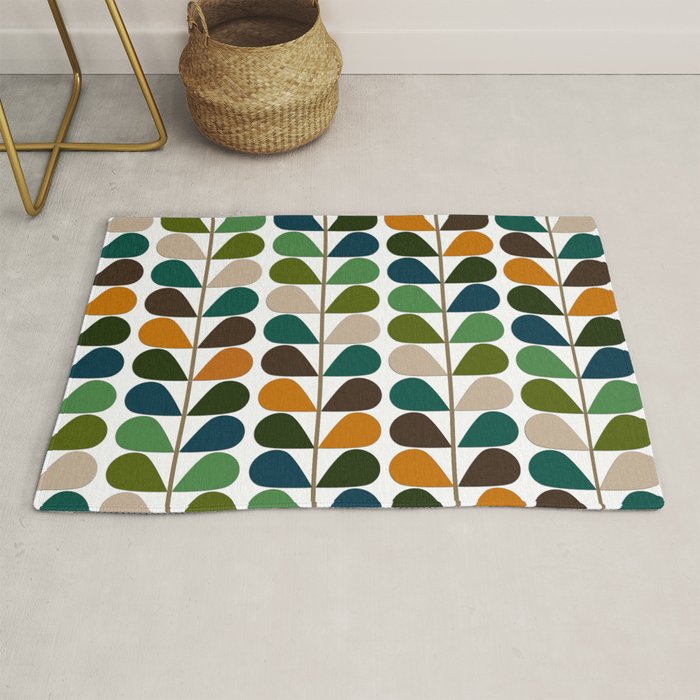 Mid Century Modern Fern Pattern Rug