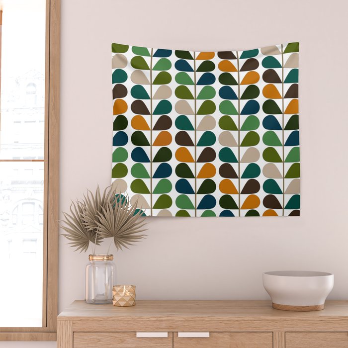 Mid Century Modern Fern Pattern Wall Tapestry Gallery Image 2