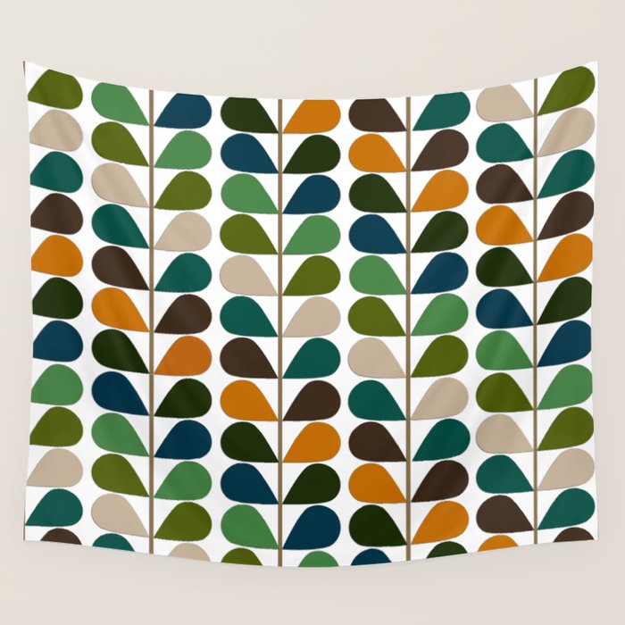 Mid Century Modern Fern Pattern Wall Tapestry Gallery Image 4