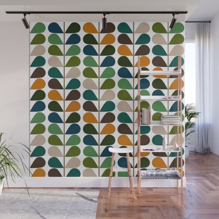 Mid Century Modern Fern Pattern Wall Mural Gallery Image 1