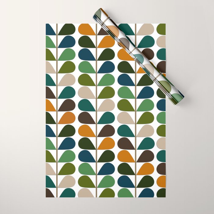 Mid Century Modern Fern Pattern Wrapping Paper Gallery Image 1