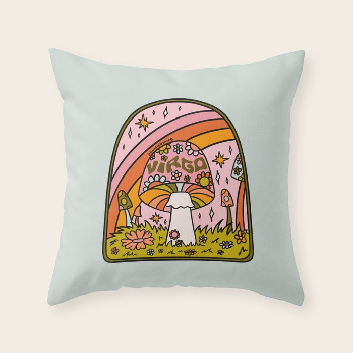 Virgo Mushroom Throw Pillow Gallery Image 6