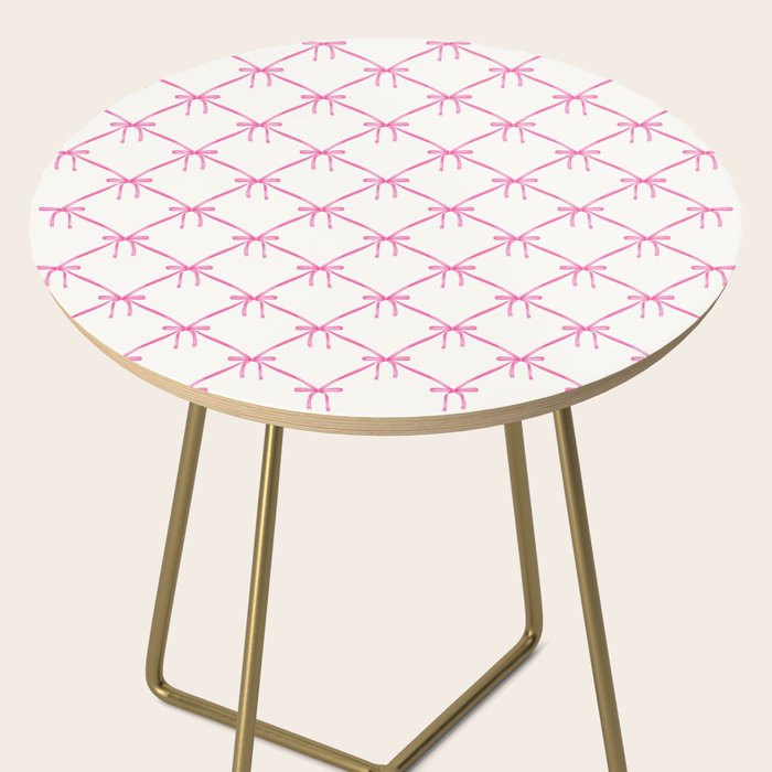 Bows & Ribbons Pattern VIII Y2K Pink Side Table Gallery Image 2