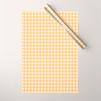 Gingham Checkered Patchwork in Orange Yellow. Wrapping Paper Gallery Image 1