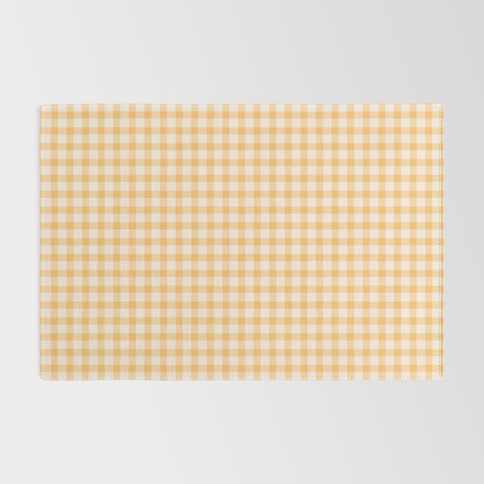Gingham Checkered Patchwork in Orange Yellow. Rug Gallery Image 2