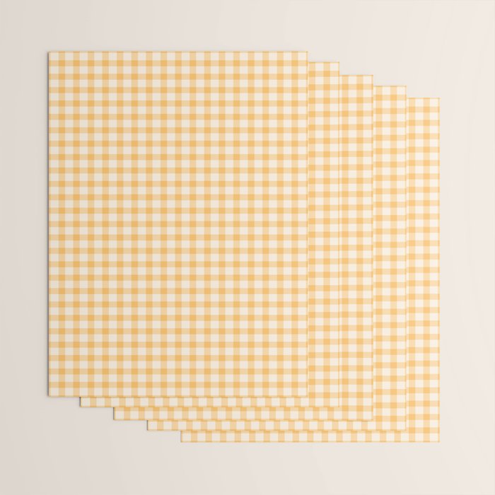 Gingham Checkered Patchwork in Orange Yellow. Wrapping Paper Gallery Image 3