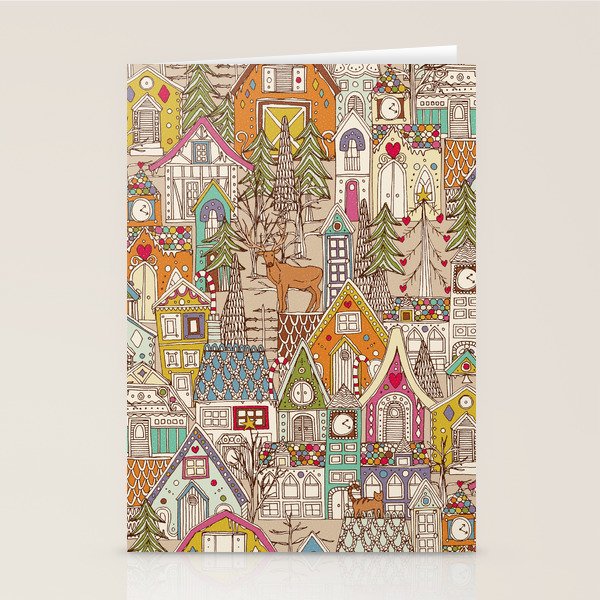 vintage gingerbread town Stationery Card Gallery Image 1