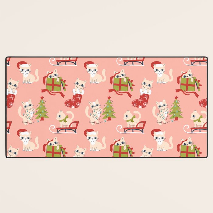 Cute Christmas Cats Desk Mat Gallery Image 3