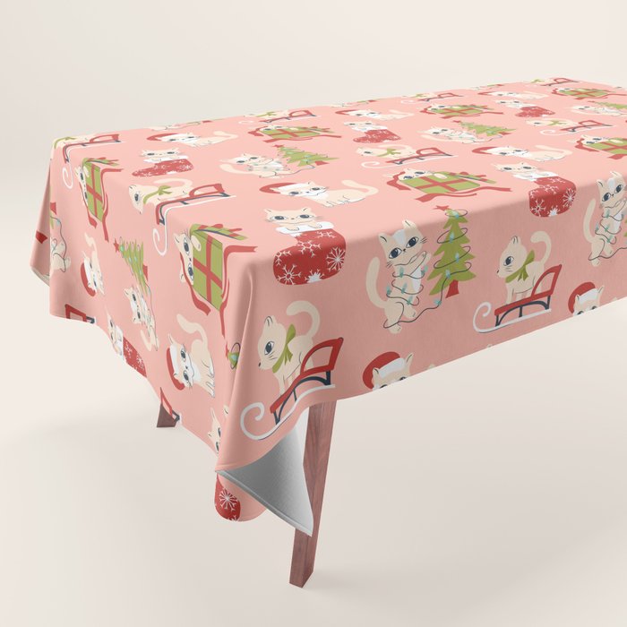 Cute Christmas Cats Tablecloth Gallery Image 1