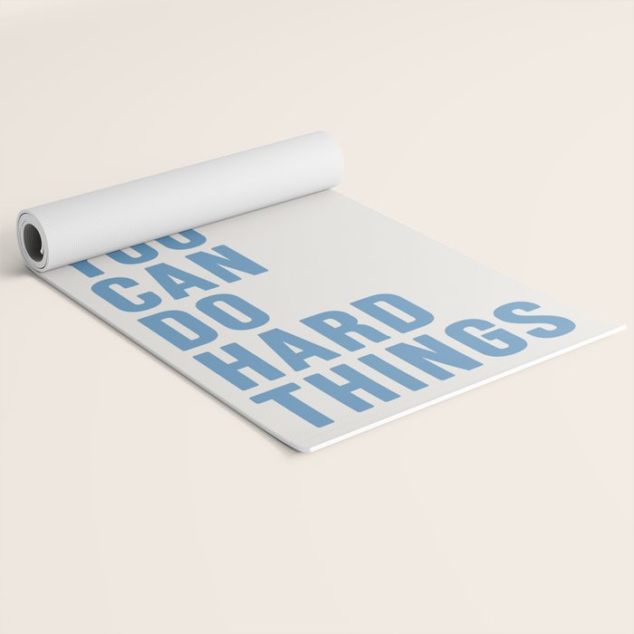 You Can Do Hard Things Cream & Blue Yoga Mat Gallery Image 2