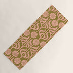 Hand-Drawn Pink And Olive Green Botanical Floral Pattern Yoga Mat Gallery Image 1