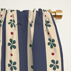 Blue Stripes And Flowers Window Curtain Gallery Image 2