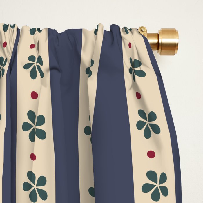 Blue Stripes And Flowers Window Curtain Gallery Image 2
