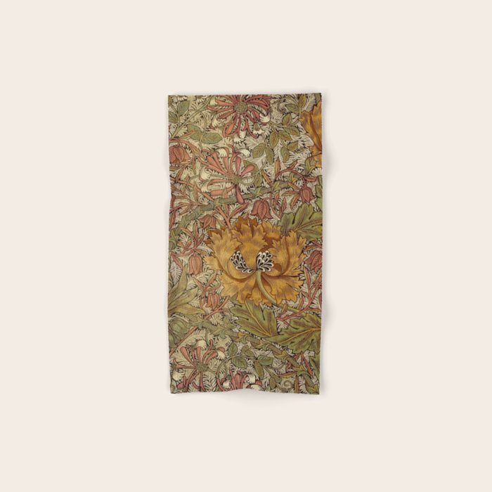 William Morris Vintage Autumnal Honeysuckle & and Tulip 1876 Bath Towel Gallery Image 1