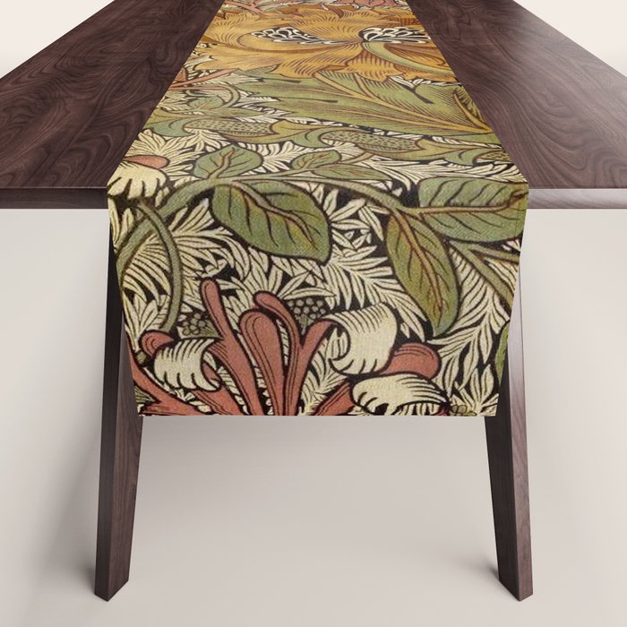 William Morris Vintage Autumnal Honeysuckle & and Tulip 1876 Table Runner Gallery Image 1