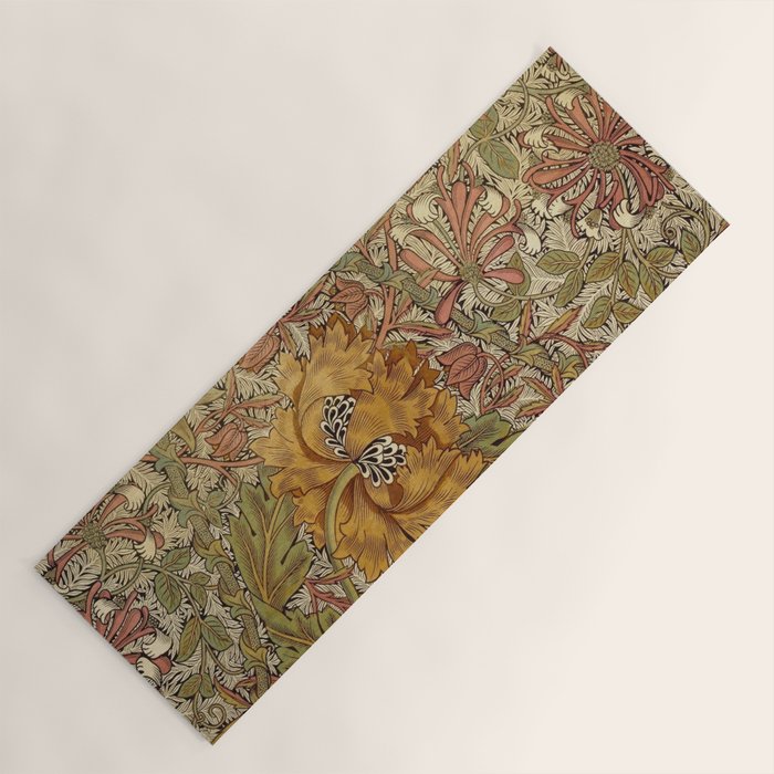 William Morris Vintage Autumnal Honeysuckle & and Tulip 1876 Yoga Mat Gallery Image 1