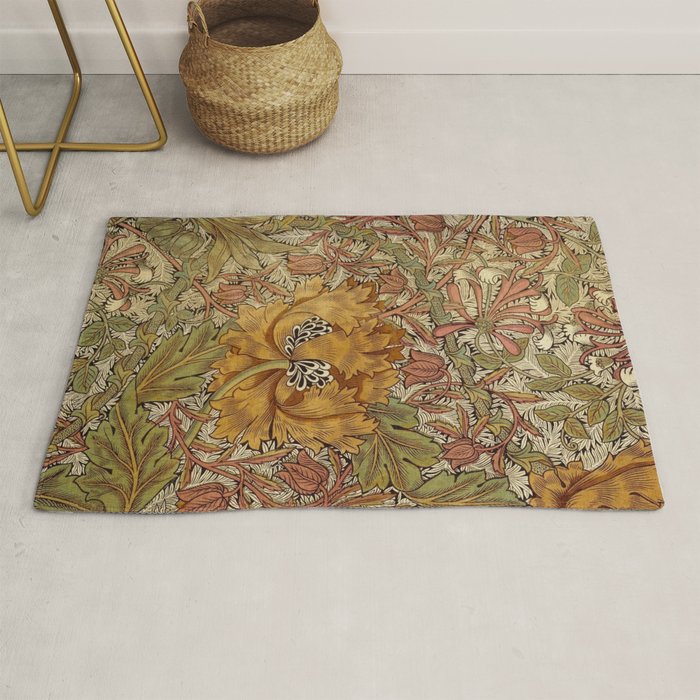 William Morris Vintage Autumnal Honeysuckle & and Tulip 1876 Rug Gallery Image 1