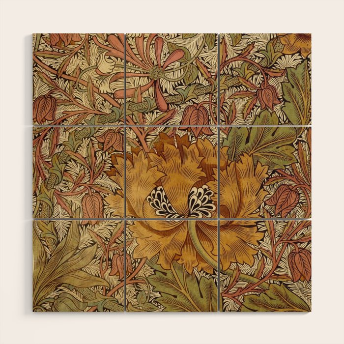 William Morris Vintage Autumnal Honeysuckle & and Tulip 1876 Wood Wall Art Gallery Image 1