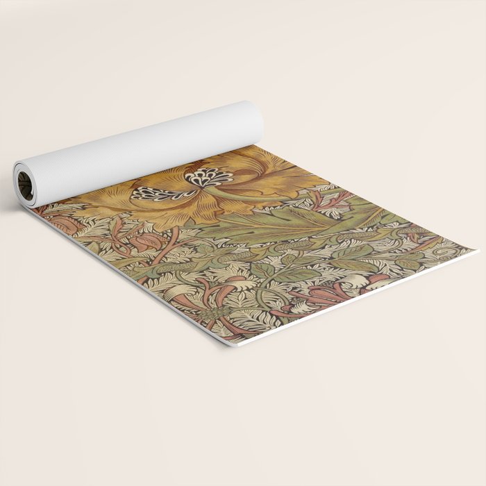 William Morris Vintage Autumnal Honeysuckle & and Tulip 1876 Yoga Mat Gallery Image 2