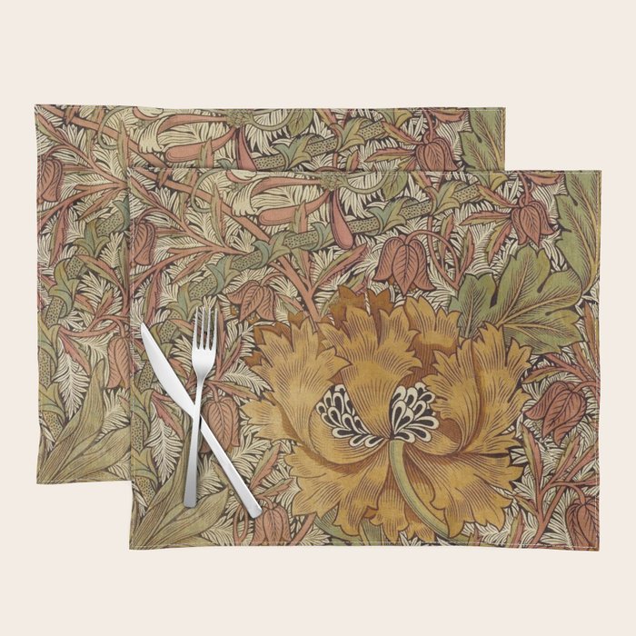 William Morris Vintage Autumnal Honeysuckle & and Tulip 1876 Placemat Gallery Image 1