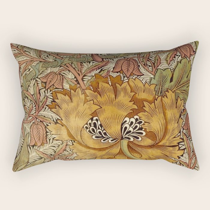 William Morris Vintage Autumnal Honeysuckle & and Tulip 1876 Rectangular Pillow Gallery Image 1