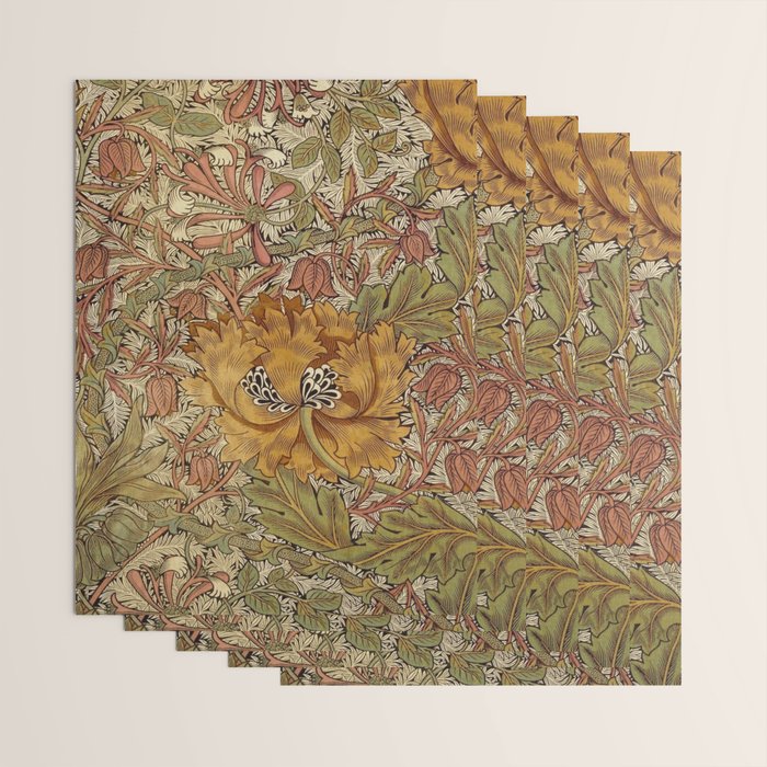 William Morris Vintage Autumnal Honeysuckle & and Tulip 1876 Wrapping Paper Gallery Image 3