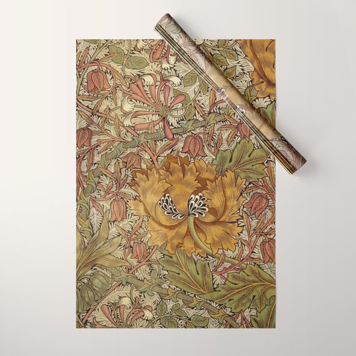 William Morris Vintage Autumnal Honeysuckle & and Tulip 1876 Wrapping Paper Gallery Image 1