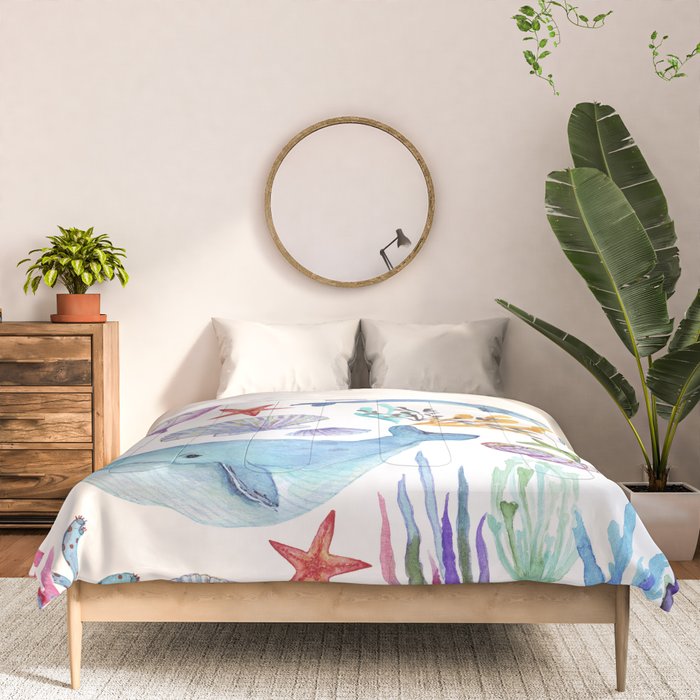 under the sea watercolor Comforter Gallery Image 3