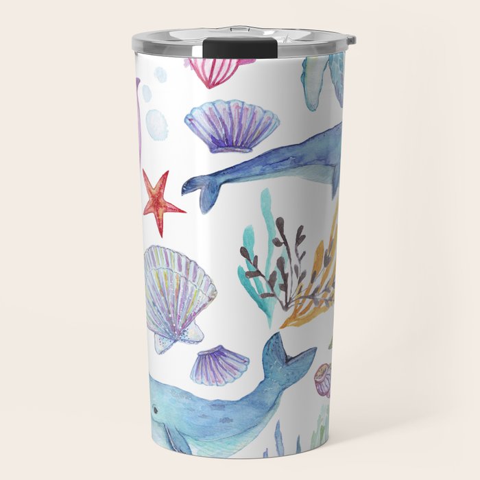 under the sea watercolor Travel Mug Gallery Image 1