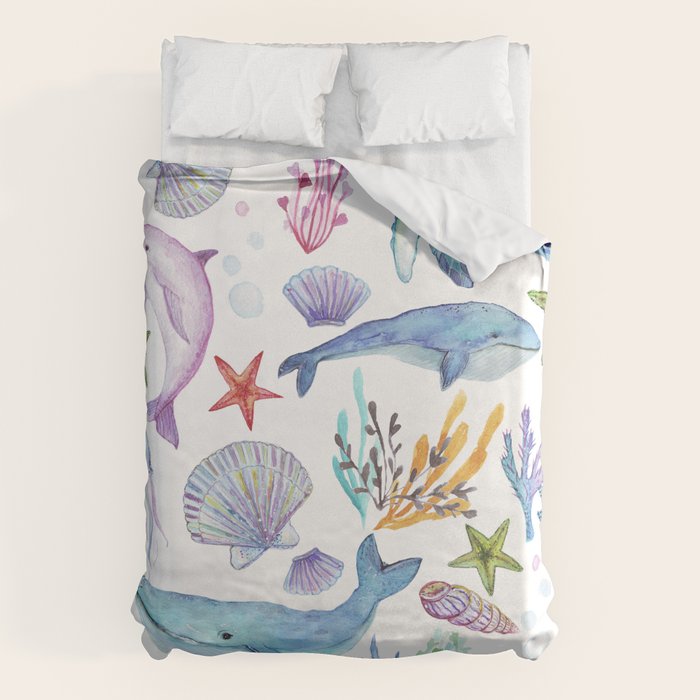 under the sea watercolor Duvet Cover Gallery Image 6