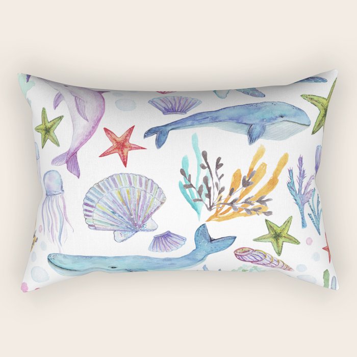 under the sea watercolor Rectangular Pillow Gallery Image 2