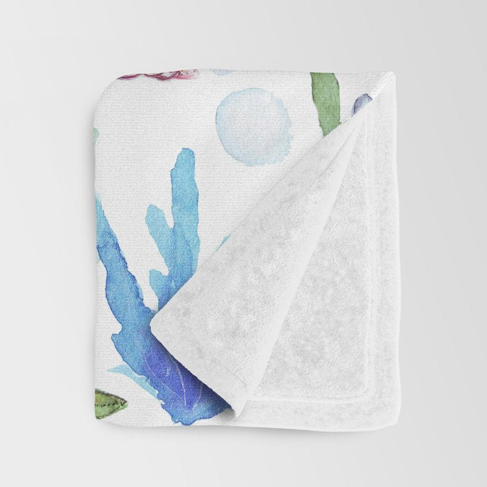 under the sea watercolor Throw Blanket Gallery Image 3