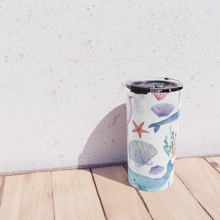 under the sea watercolor Travel Mug Gallery Image 4