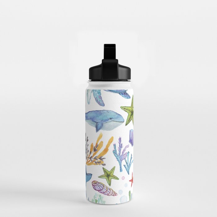 under the sea watercolor Water Bottle Gallery Image 2
