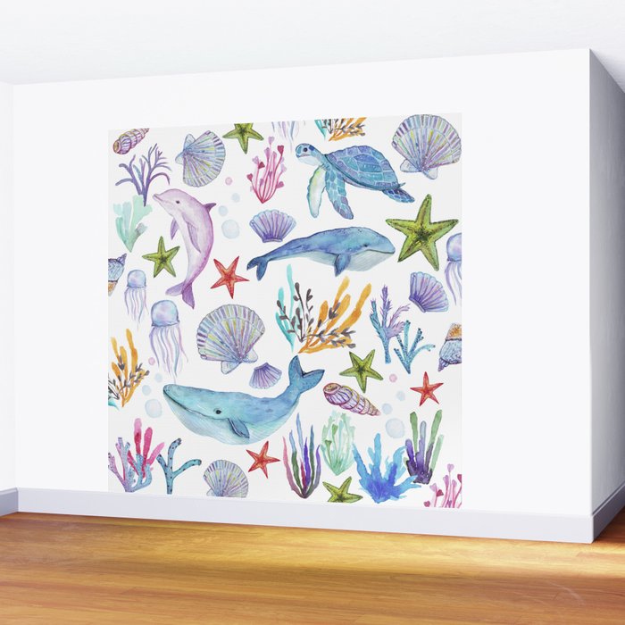 under the sea watercolor Wall Mural Gallery Image 2
