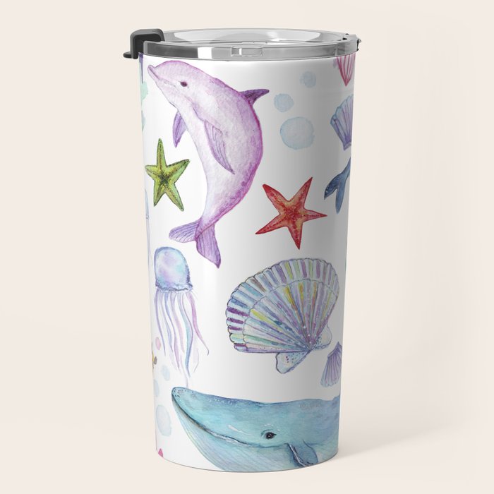 under the sea watercolor Travel Mug Gallery Image 3