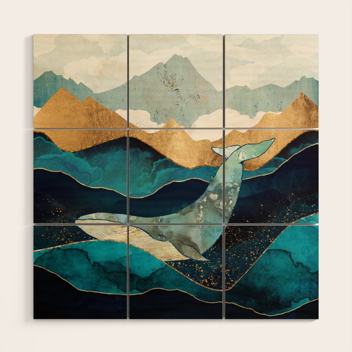 Blue Whale Wood Wall Art Gallery Image 1