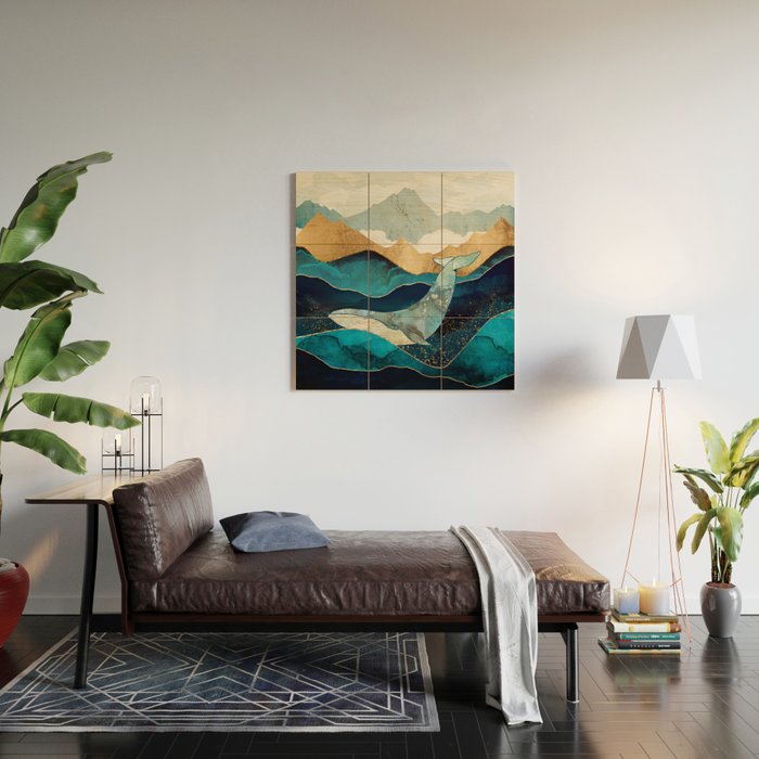 Blue Whale Wood Wall Art Gallery Image 2