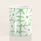 Mid-Century Flowers in Green & White Coffee Mug Gallery Image 4