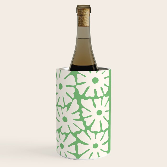 Mid-Century Flowers in Green & White Wine Chiller Gallery Image 3