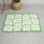 Mid-Century Flowers in Green & White Rug Gallery Image 1